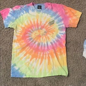 Santa cruz rainbow tiedye shirt cute and colorful.